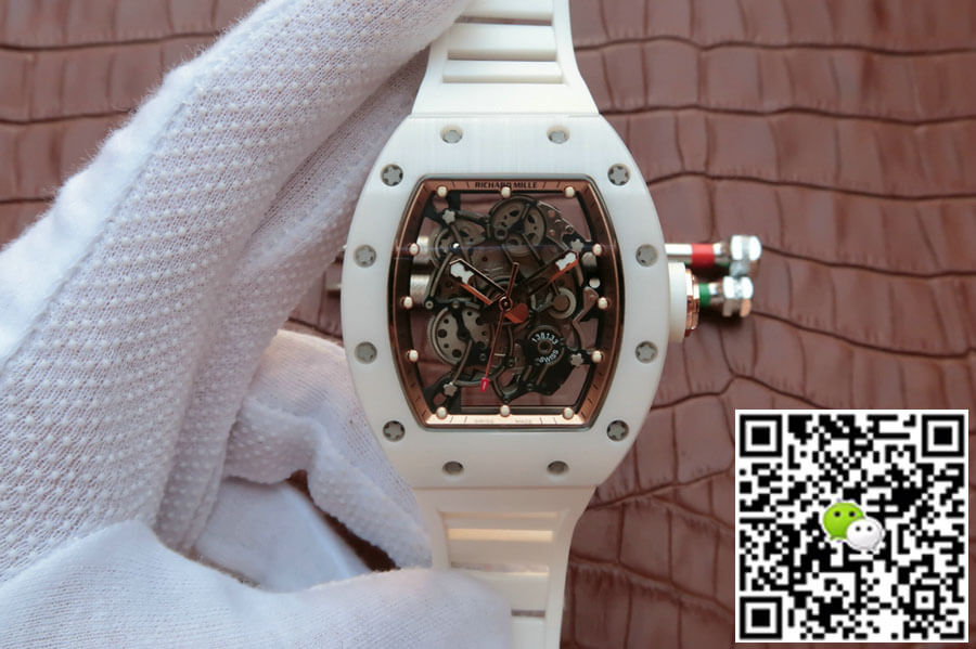 Best Replica Replica Richard Mille RM055 1:1 Best Edition KV Factory White Ceramic Rubber Strap - Colareps