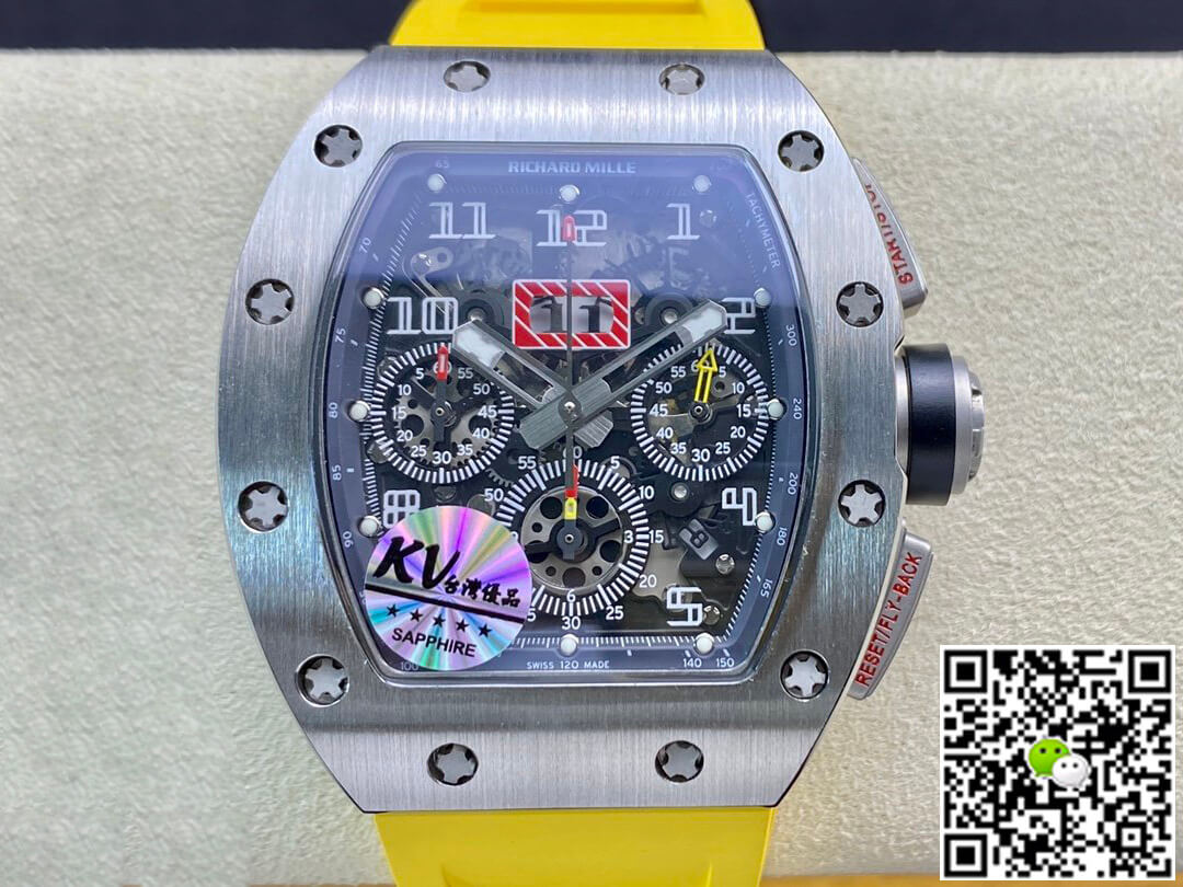 Best Replica Replica Richard Mille RM11 1:1 Best Edition KV Factory Titanium Yellow Strap - Colareps