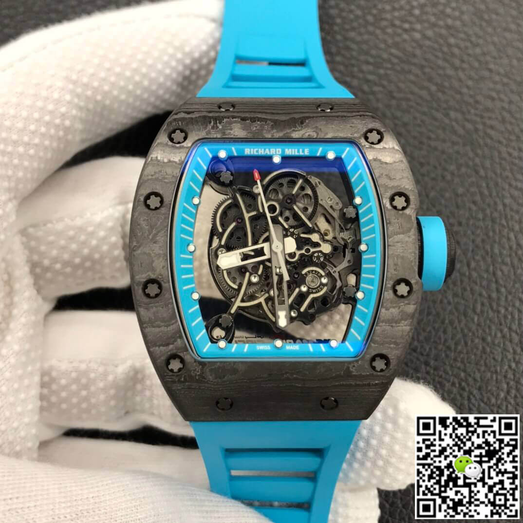 Best Replica Replica Richard Mille RM055 1:1 Best Edition ZF Factory Blue Rubber Strap - Colareps