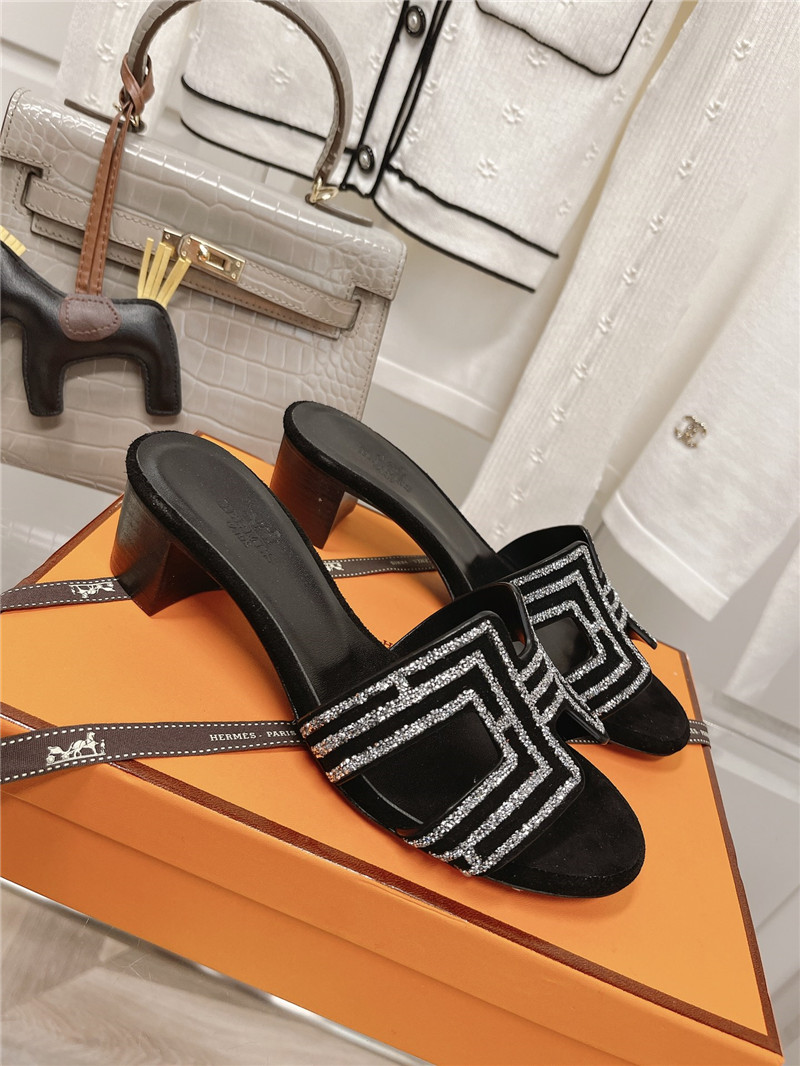 Best Replica Hermes Sandals Dupe chunky heel sandals slippers - Colareps