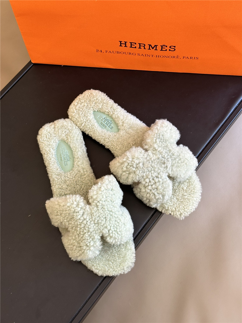 Best Replica Hermès fur roll cake hair H slippers - Colareps
