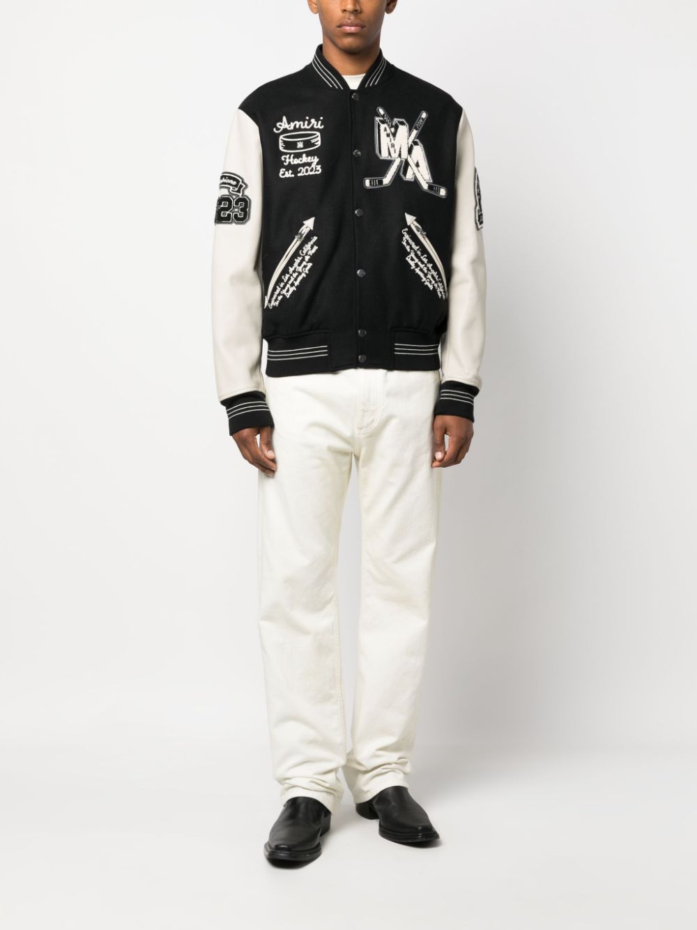 Best Replica Amiri Replica logo-appliqué varsity jacket - Colareps