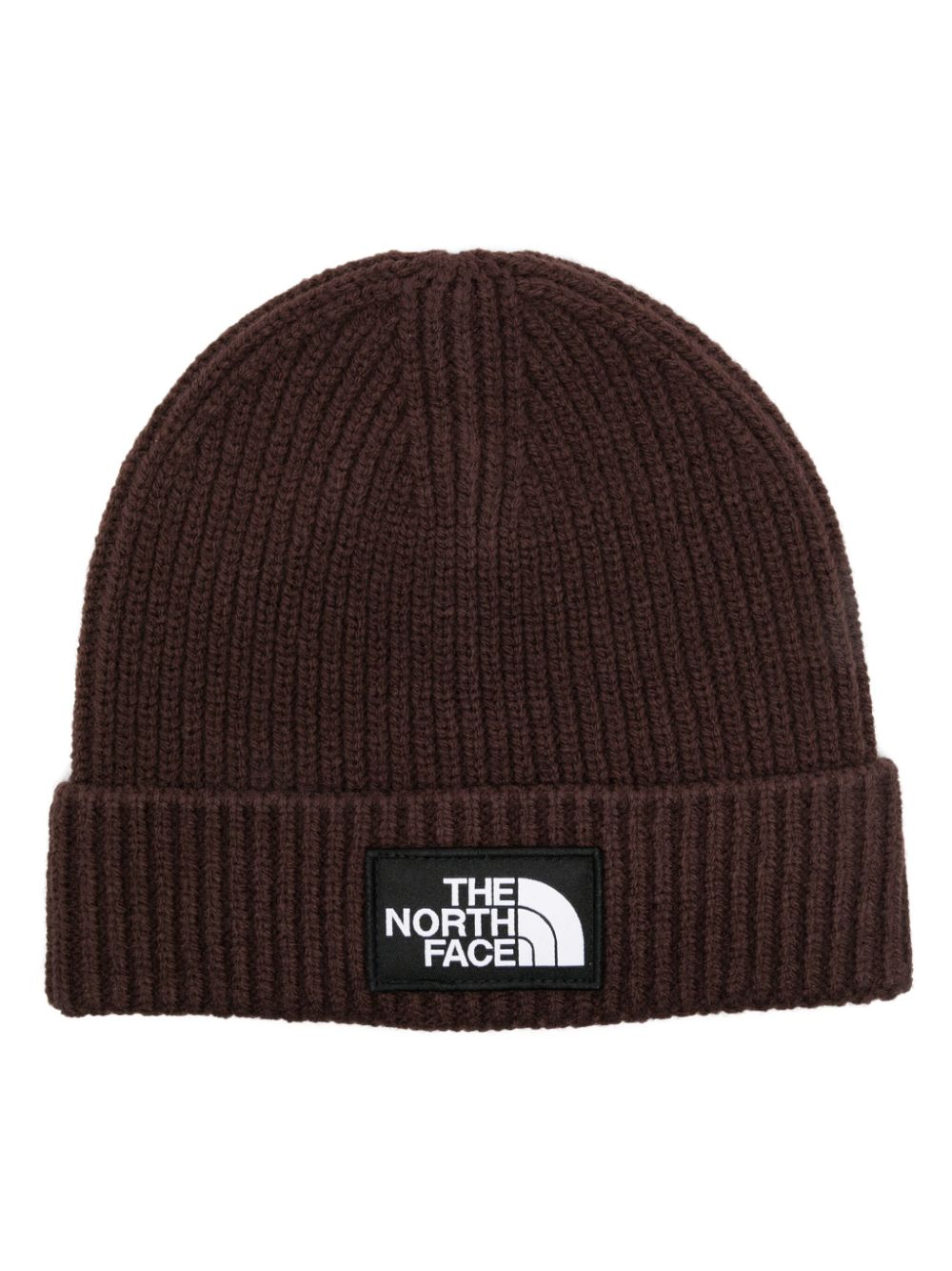 Best Replica North Face Dupe Box logo-patch ribbed beanie - Cola - Colareps