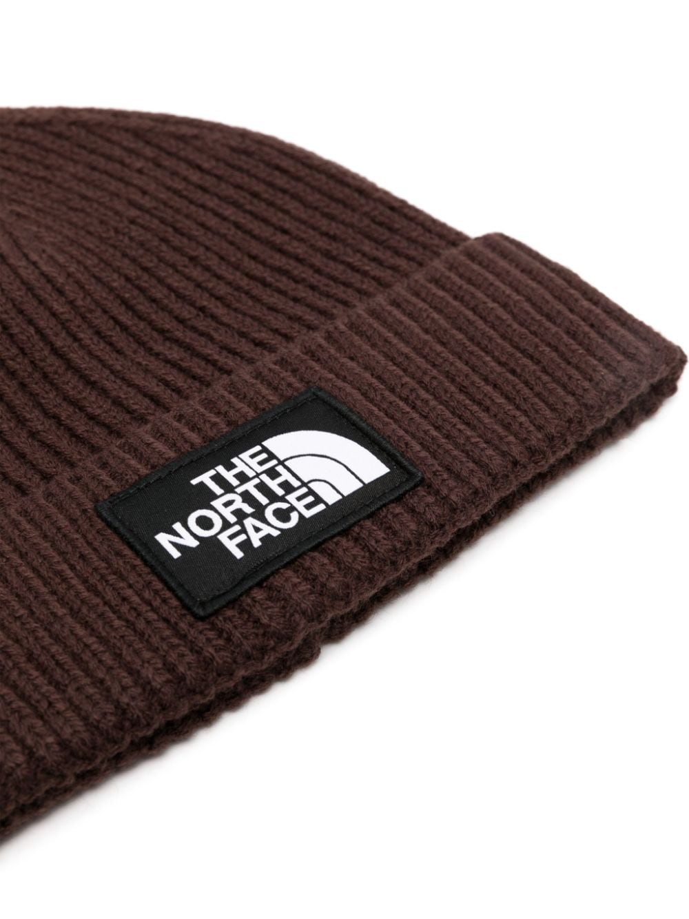 Best Replica North Face Dupe Box logo-patch ribbed beanie - Cola - Colareps