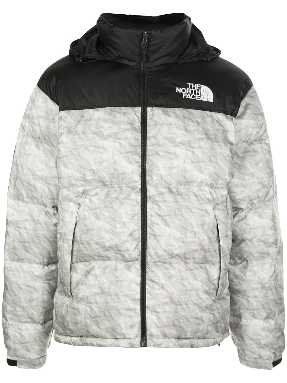 Best Replica Supreme x North Face Dupe Nuptse paper-print jacket - Cola - Colareps