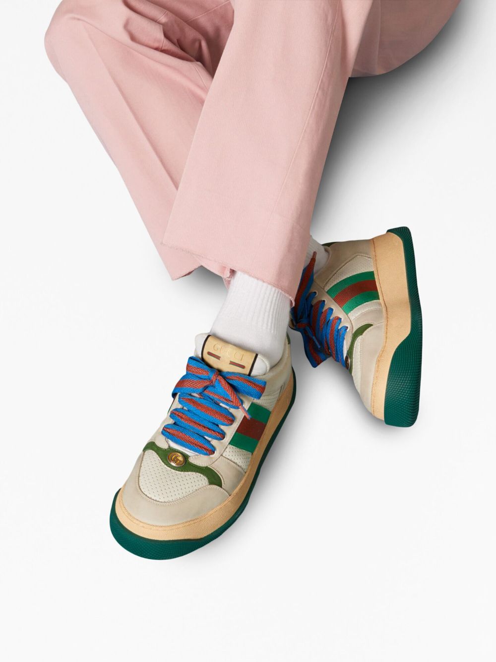 Best Replica Gucci Screener low-top leather sneakers - Cola - Colareps