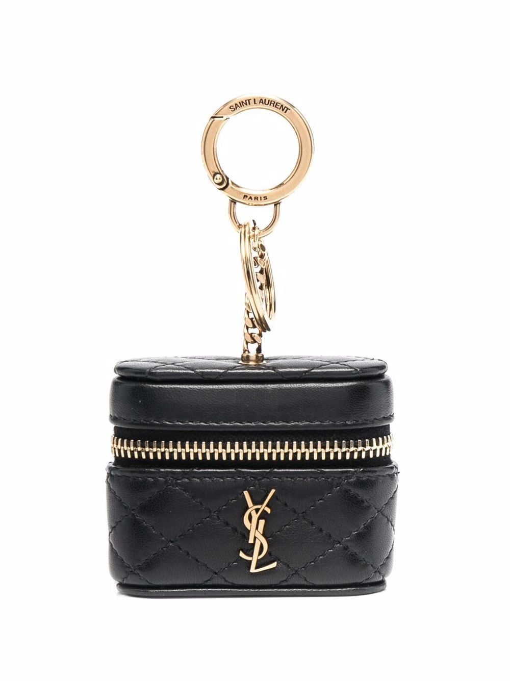 Best Replica YSL Replica Saint Laurent logo-plaque quilted AirPods case - Cola - Colareps