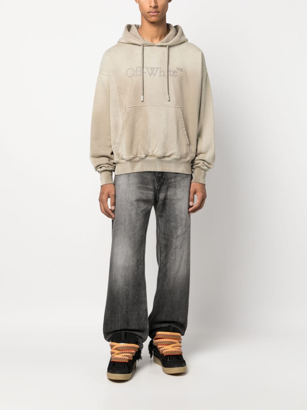 Best Replica Off White Replica logo-embossed cotton hoodie - Cola - Colareps