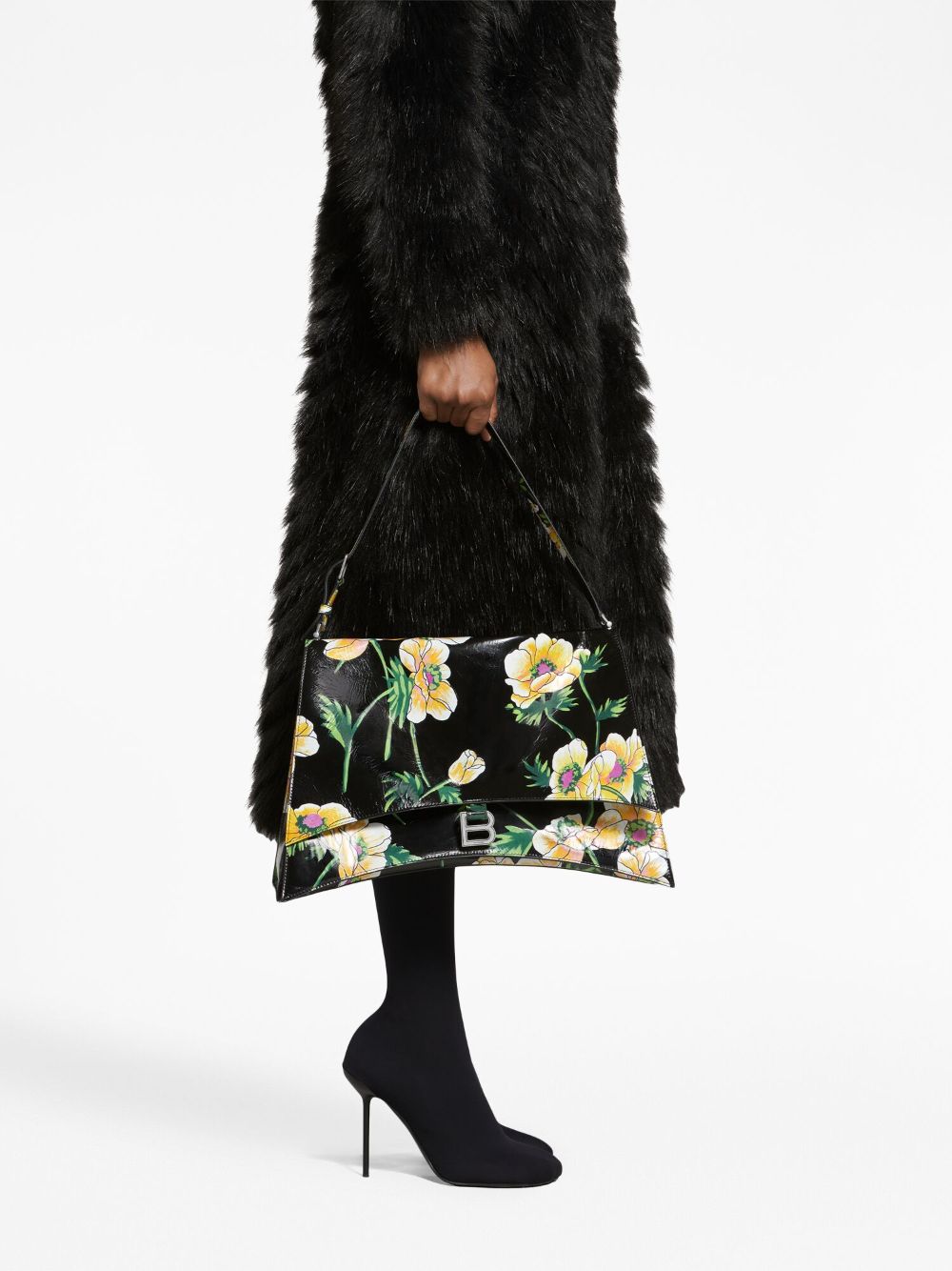 Best Replica Balenciaga Bag Dupe large Crush Sling floral-print shoulder bag - Cola - Colareps