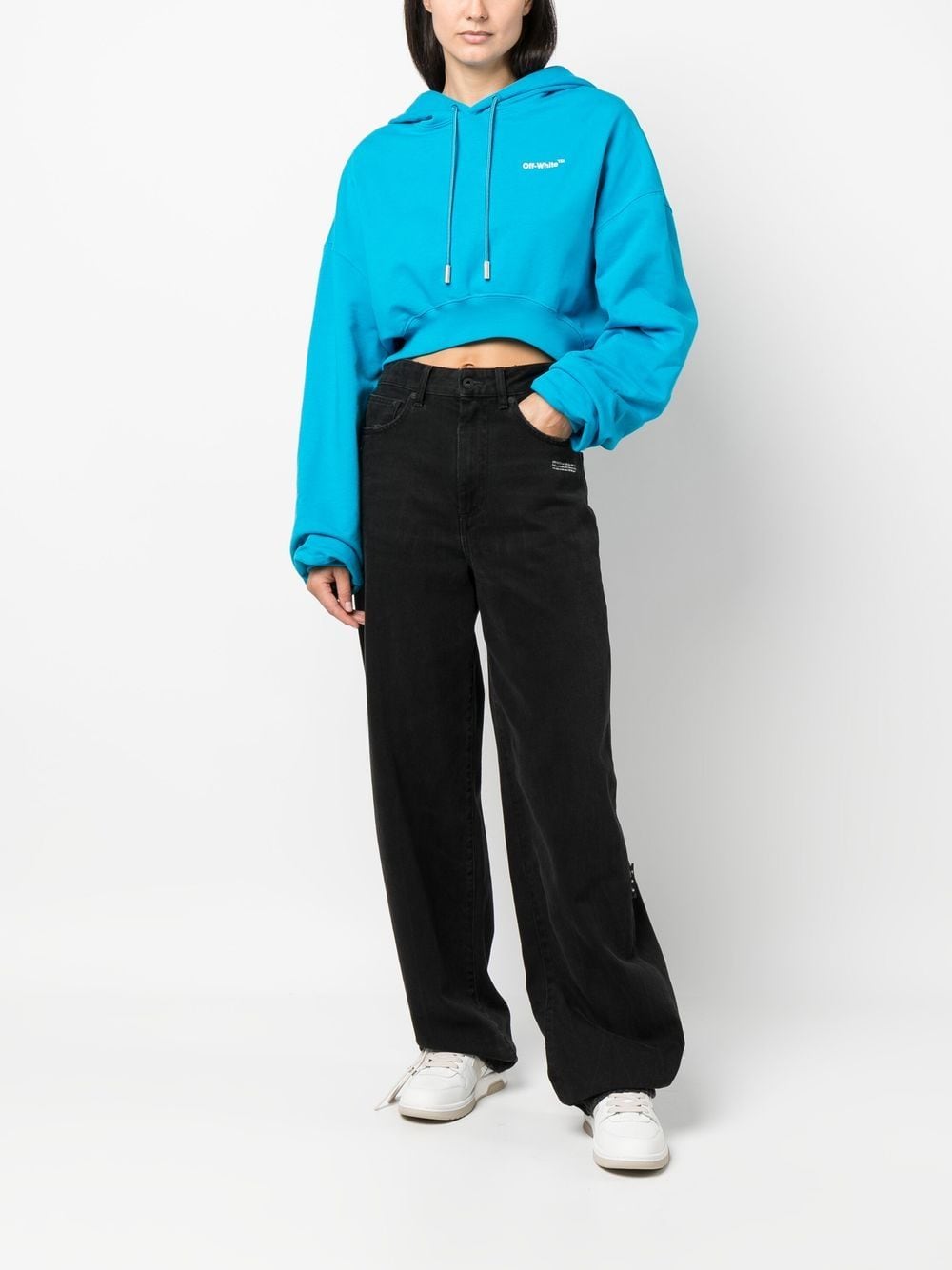 Best Replica Off White Replica cropped logo-print hoodie - Colareps