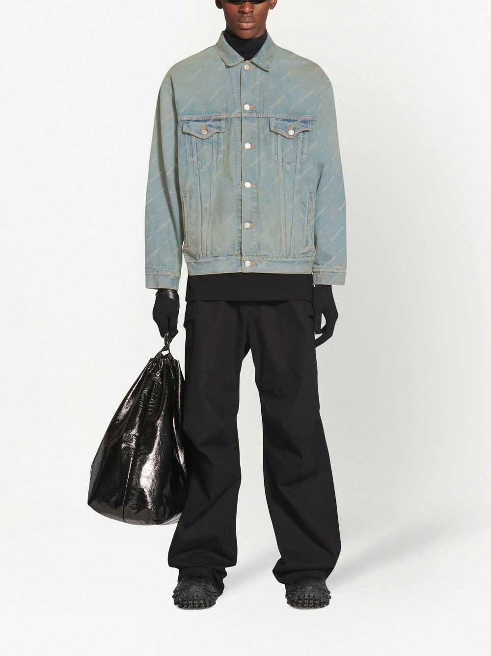 Best Replica Balenciaga Dupes logo-print oversized denim jacket - Colareps