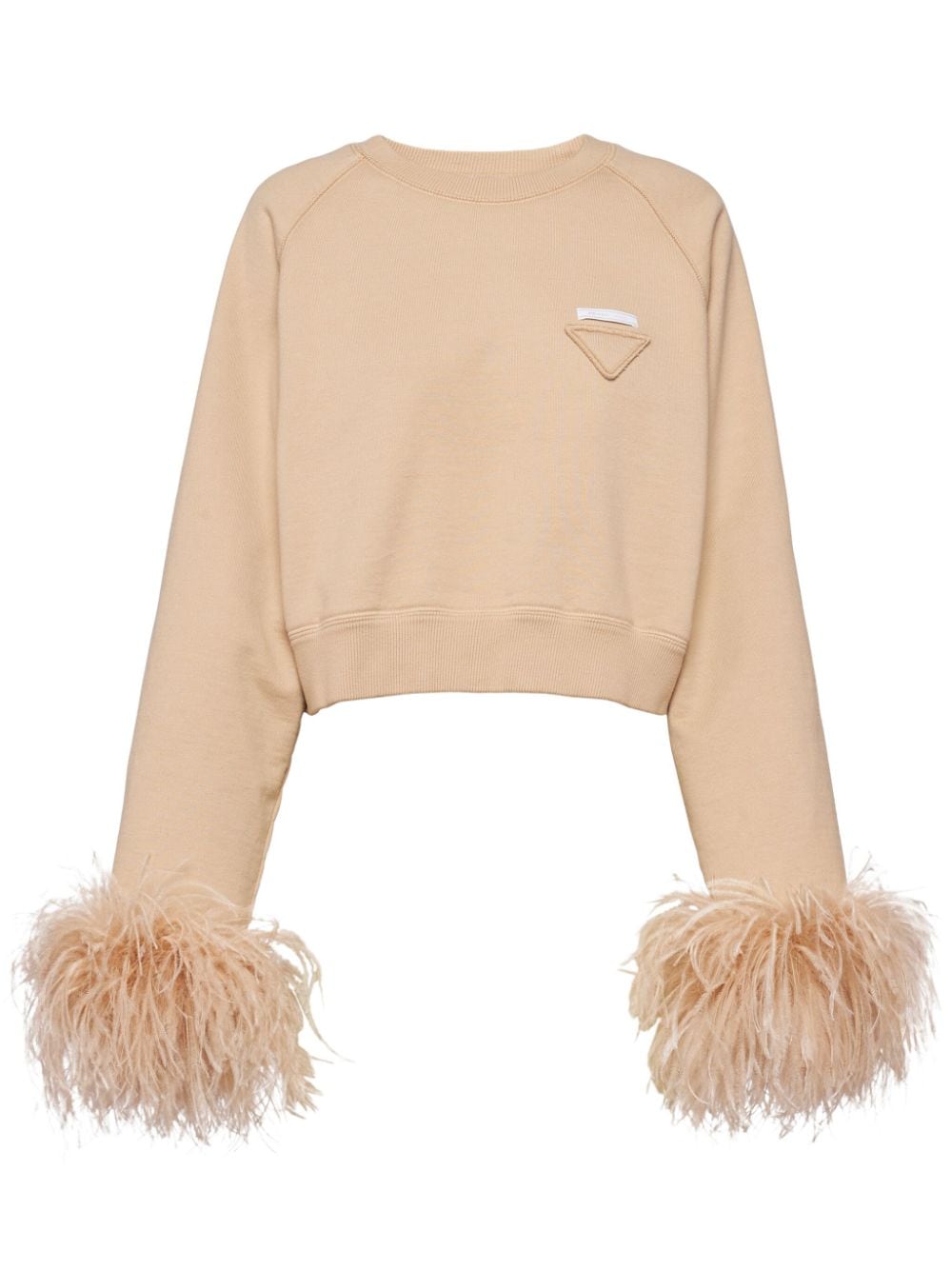 Best Replica Prada feather-trim cotton sweatshirt - Colareps