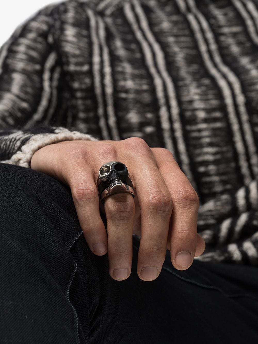 Best Replica Alexander Mcqueen Dupes three-piece Skull motif ring - Colareps