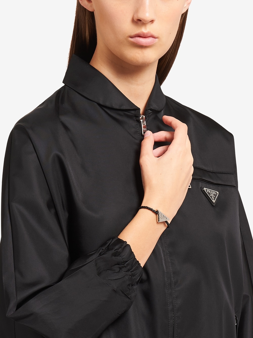 Best Replica Replica Pradas triangle-logo woven bracelet - Colareps