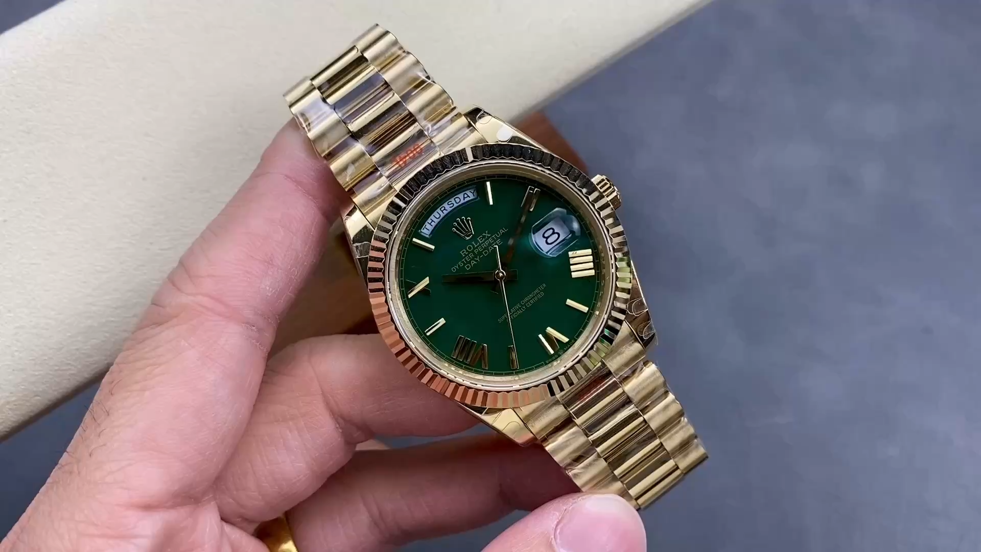 Best Replica Replica Rolex Day Date M228238-0061 1:1 Best Edition GM Factory Green Dial - Colareps