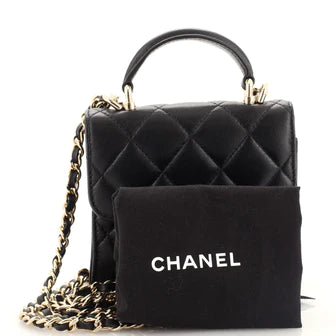 Best Replica Chanel Square Classic Flap Top Handle Clutch with Chain Quilted Lambskin - Colareps