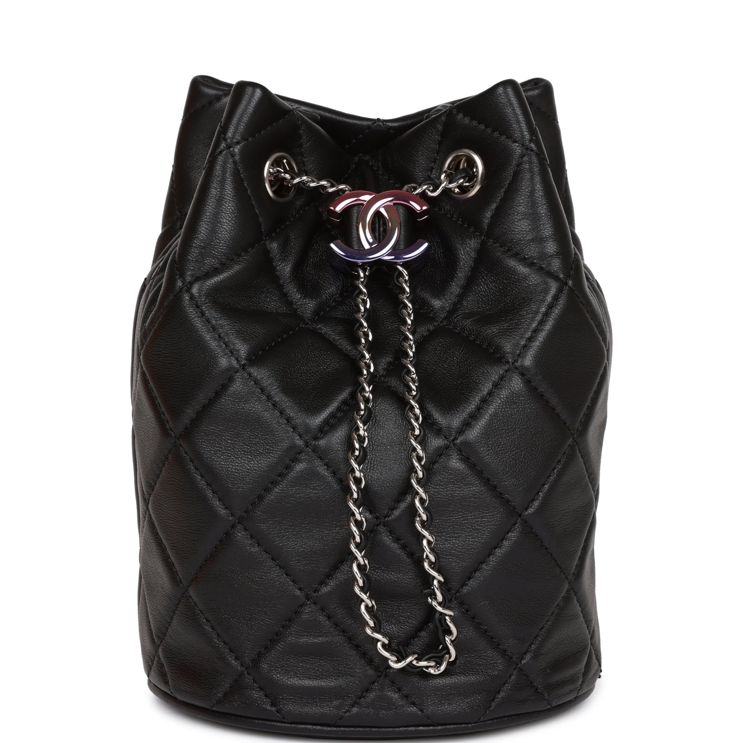 Best Replica Mini Bucket Bag Black Lambskin Silver Hardware - Colareps