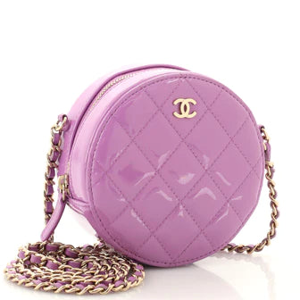 Best Replica Round Clutch with Chain Quilted Patent Mini - Colareps