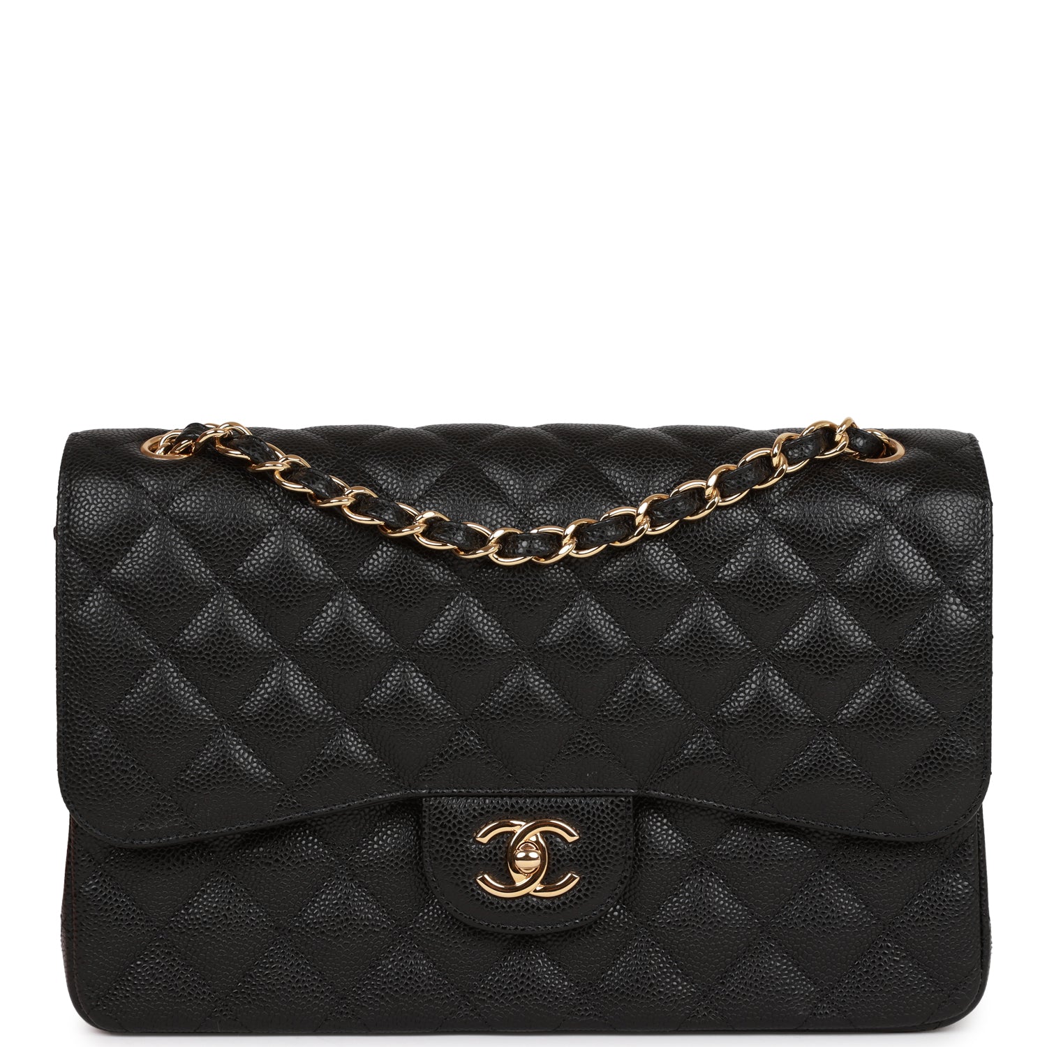 Best Replica Chanel Jumbo Classic Double Flap Bag Black Caviar Gold Hardware - Colareps
