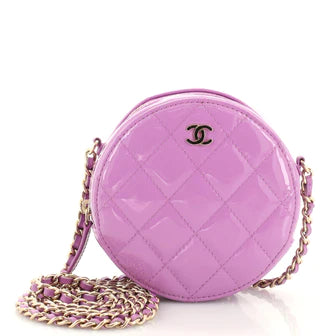 Best Replica Round Clutch with Chain Quilted Patent Mini - Colareps