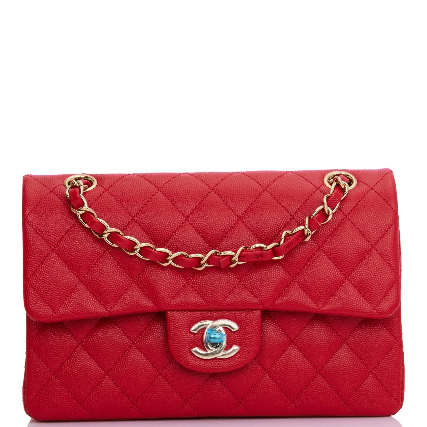 Best Replica Small Classic Double Flap Red Caviar Light Gold Hardware - Colareps