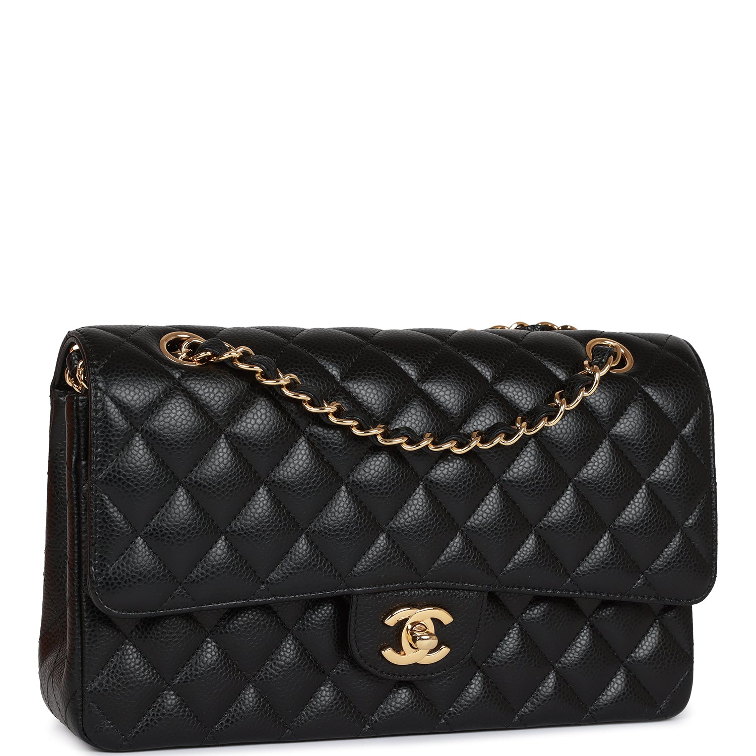 Best Replica Medium Classic Double Flap Bag Black Caviar Gold Hardware - Colareps