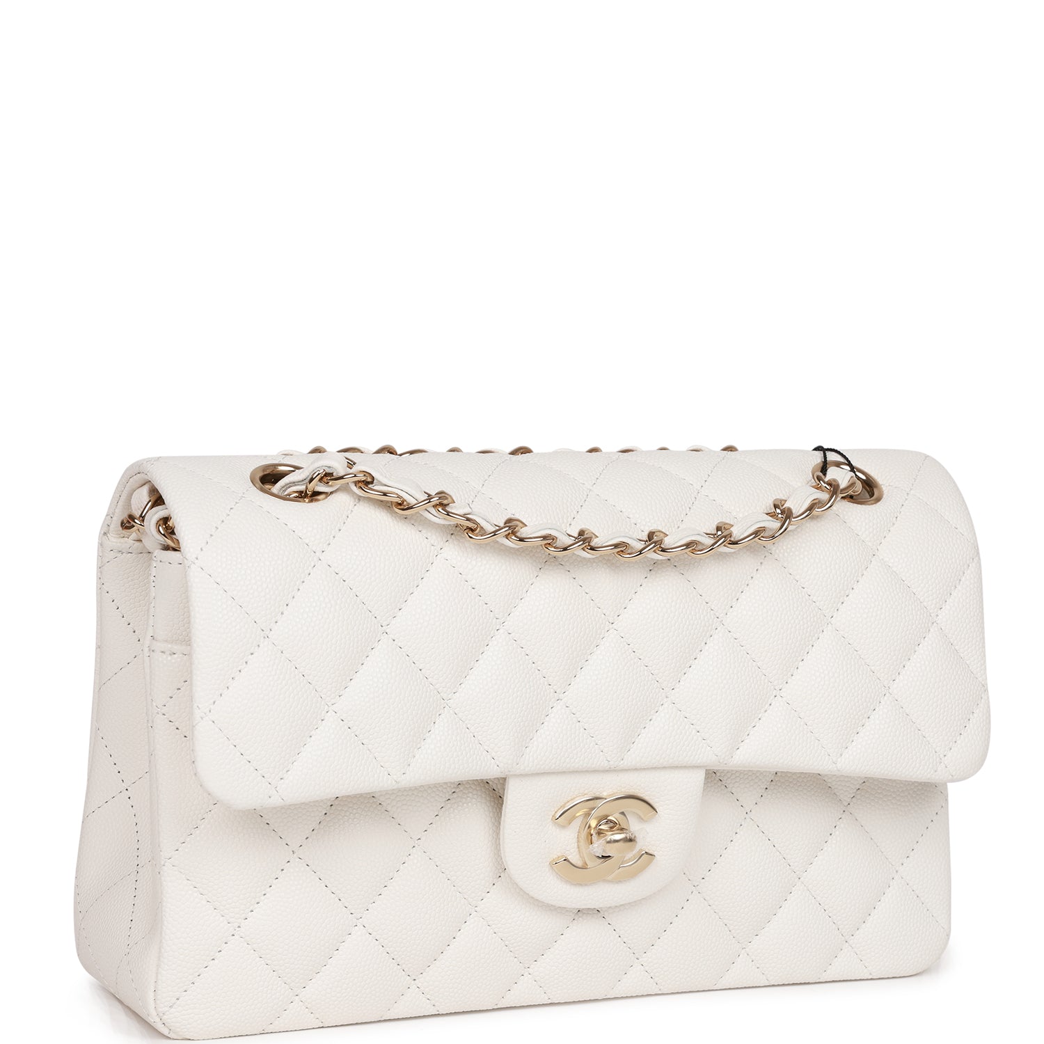 Best Replica Chanel Small Classic Double Flap White Caviar Light Gold Hardware - Colareps