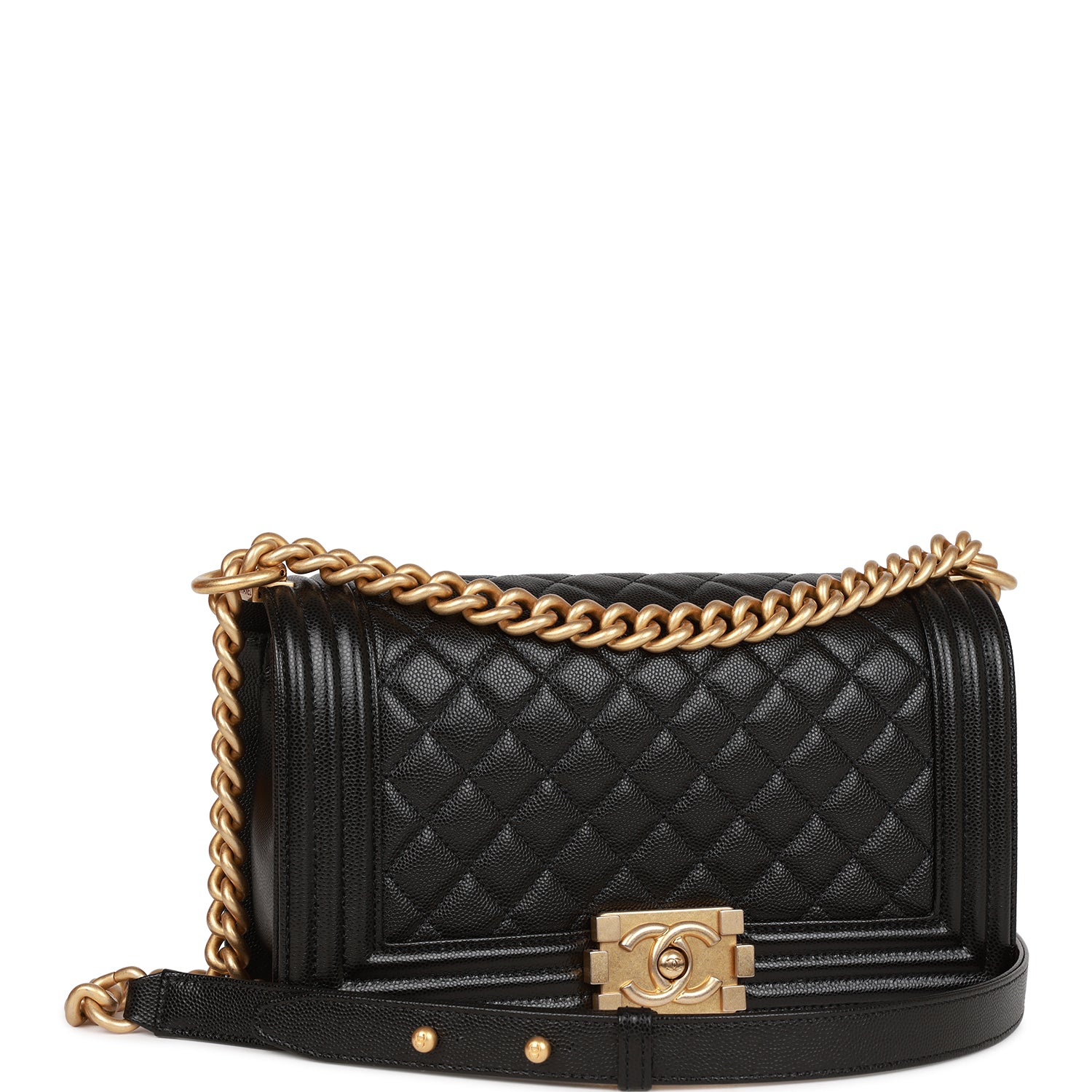 Best Replica Chanel Medium Boy Bag Black Caviar Antique Gold Hardware - Colareps