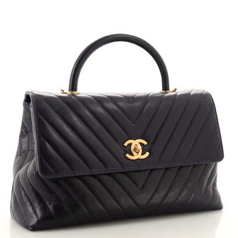 Best Replica Coco Top Handle Bag Chevron Calfskin Medium - Colareps