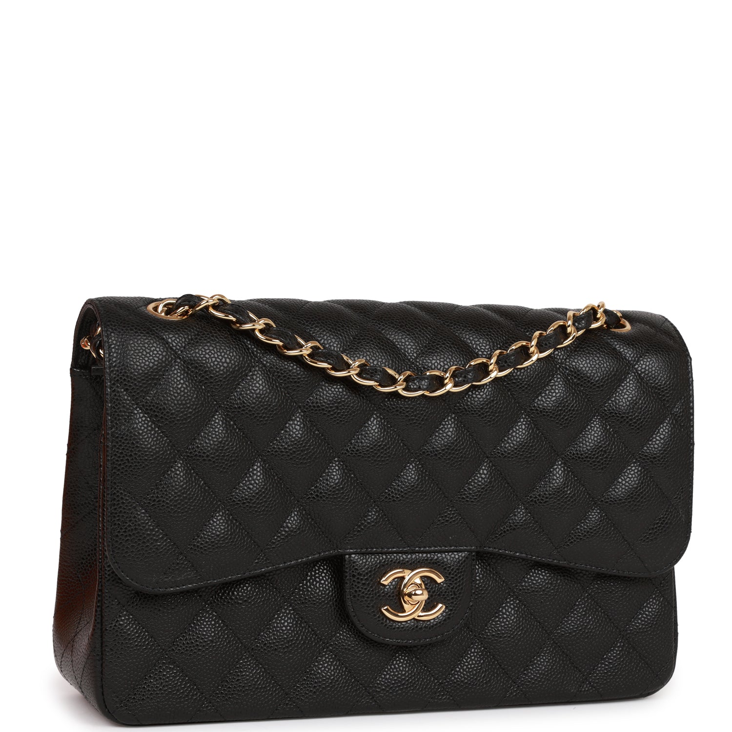 Best Replica Chanel Jumbo Classic Double Flap Bag Black Caviar Gold Hardware - Colareps
