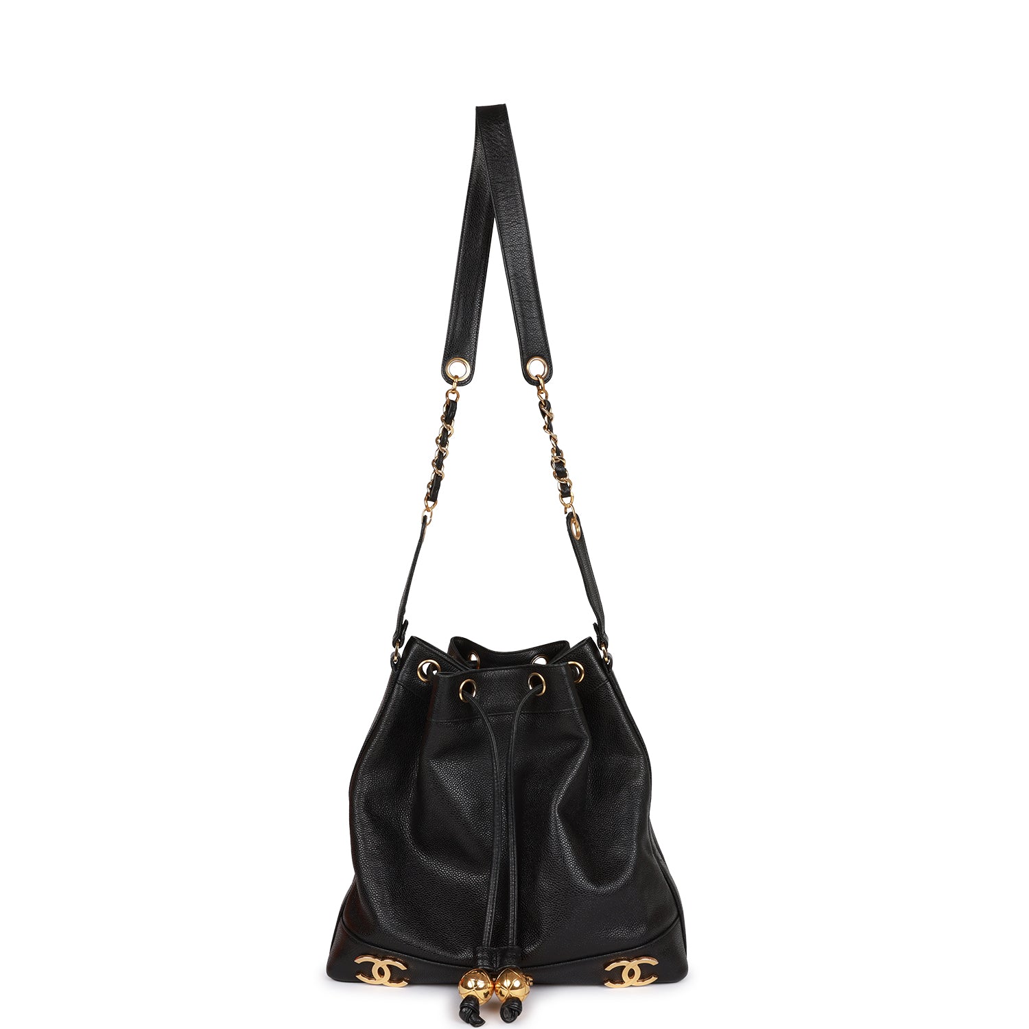 Best Replica CC Bucket Bag Black Caviar Gold Hardware - Colareps