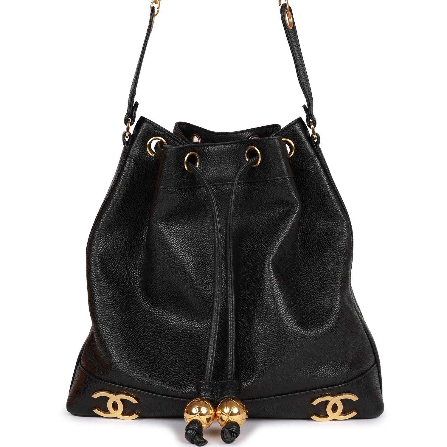 Best Replica CC Bucket Bag Black Caviar Gold Hardware - Colareps