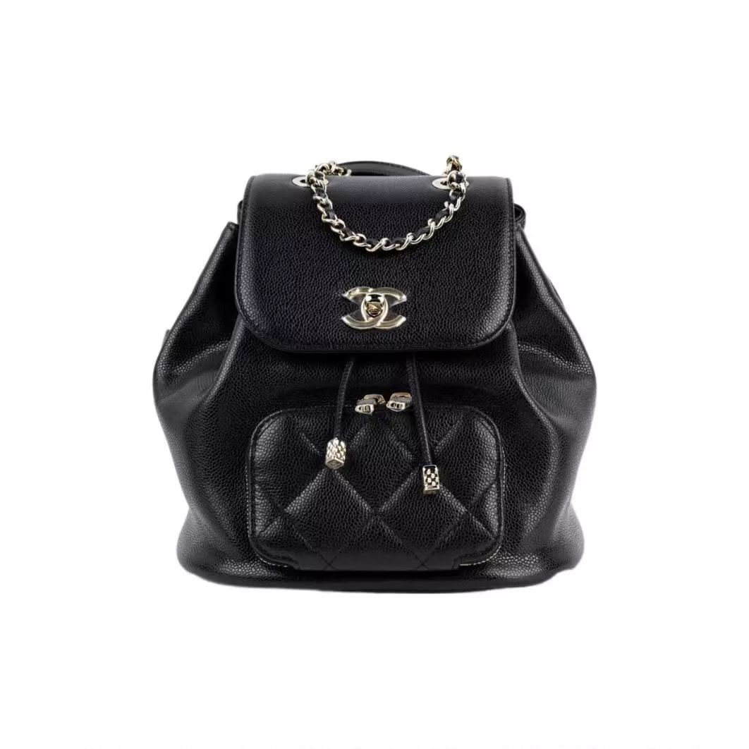 Best Replica [2022 Fall/Winter New Item] CHANEL Chanel Metallic Logo Logo Drawcord Cover Opening and Closing Cowhide Randsel Rucksack Randsel - Colareps