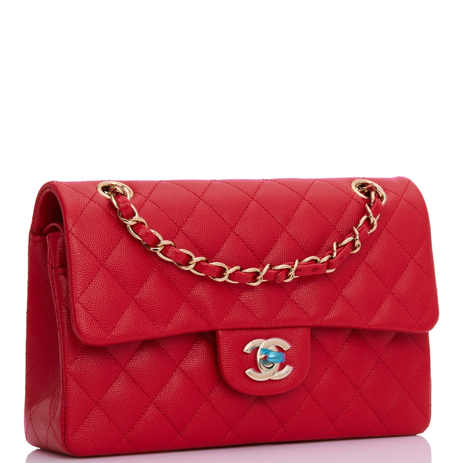 Best Replica Small Classic Double Flap Red Caviar Light Gold Hardware - Colareps