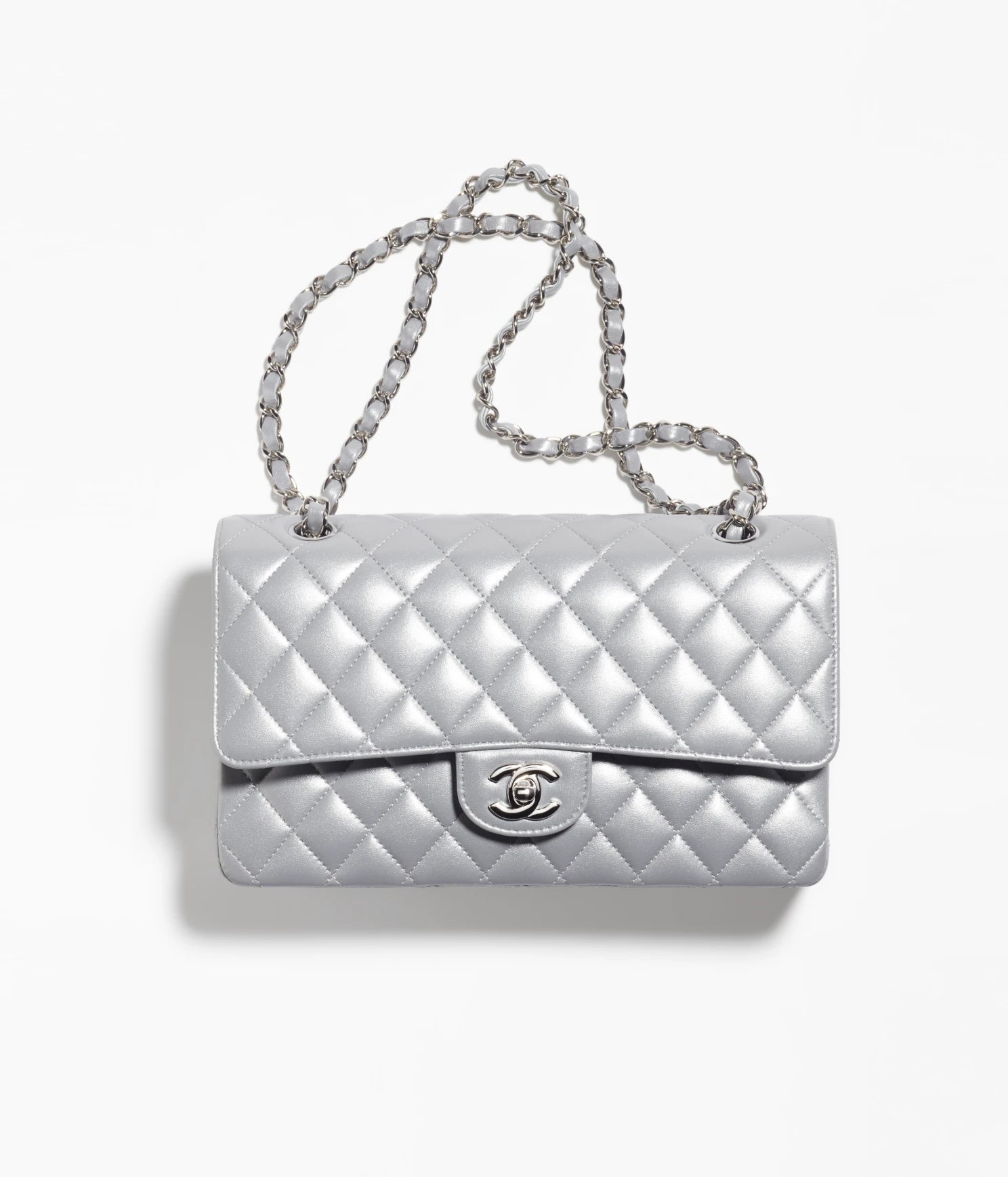 Best Replica CLASSIC HANDBAG Pearly Lambskin & Silver-Tone Metal - Colareps