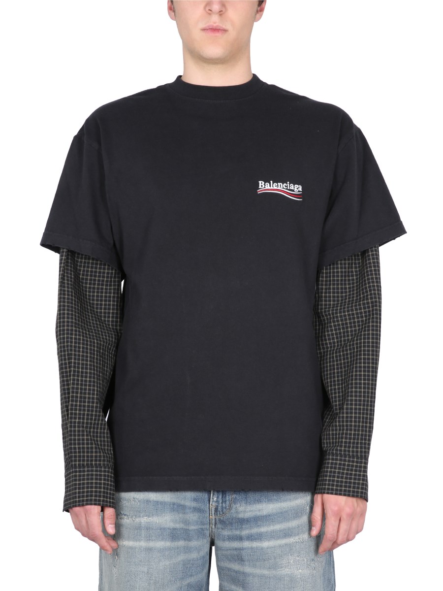 Best Replica Balenciaga LAYERED POLITICAL CAMPAIGN OVERSIZE T-SHIRT - Colareps