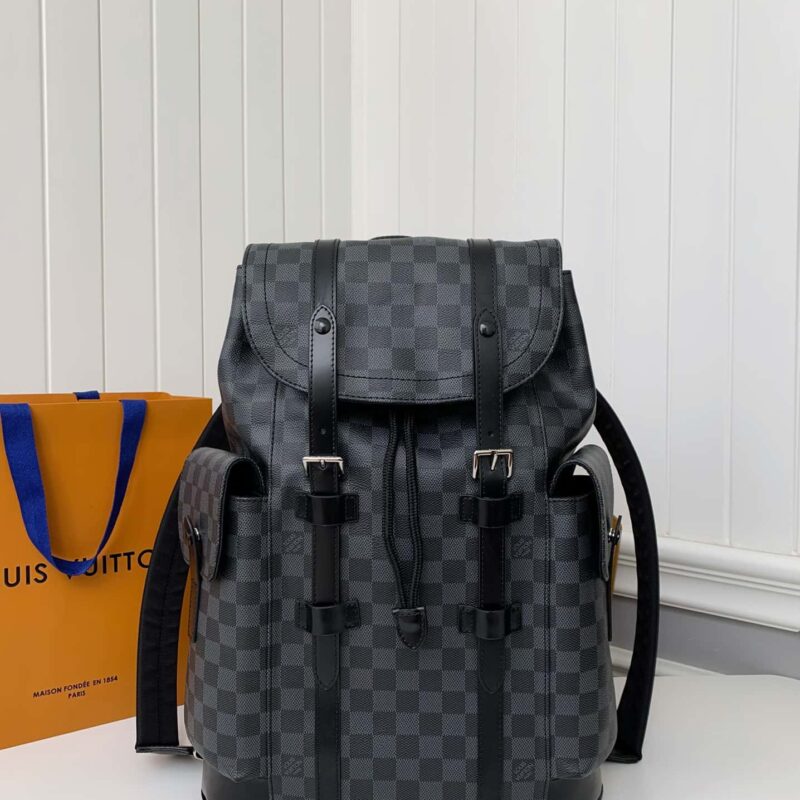 Best Replica Louis Vuitton LV Christopher Black Check Small Backpack - Colareps
