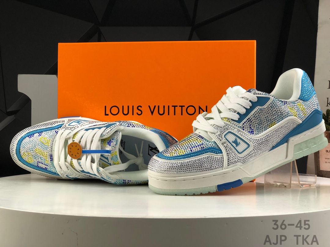Best Replica Louis Vuitton Trainer Crystal Embellished Sneakers Replica - Colareps