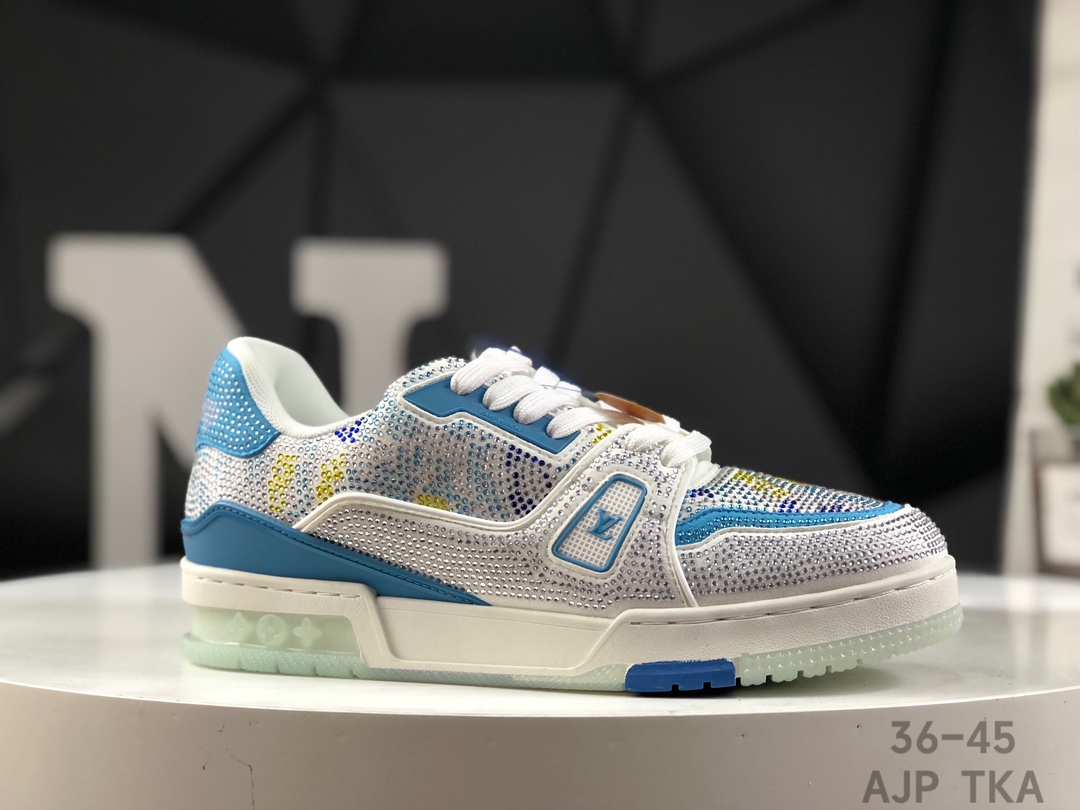 Best Replica Louis Vuitton Trainer Crystal Embellished Sneakers Replica - Colareps