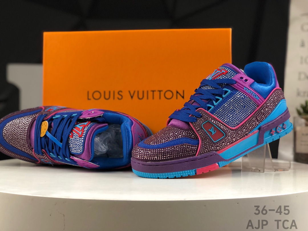 Best Replica Louis Vuitton Trainer Crystal Embellished Sneakers Replica - Colareps