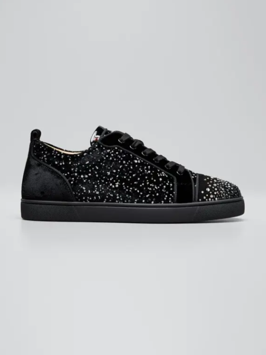 Best Replica Christian Louboutin Crystal - Embellished Velvet Sneakers Reps - Colareps