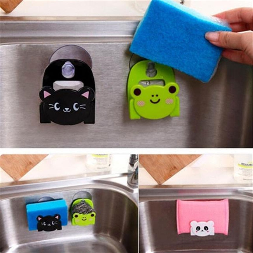 Cartoon Dish Cloth Sponge Holder With Suction Cupfive items