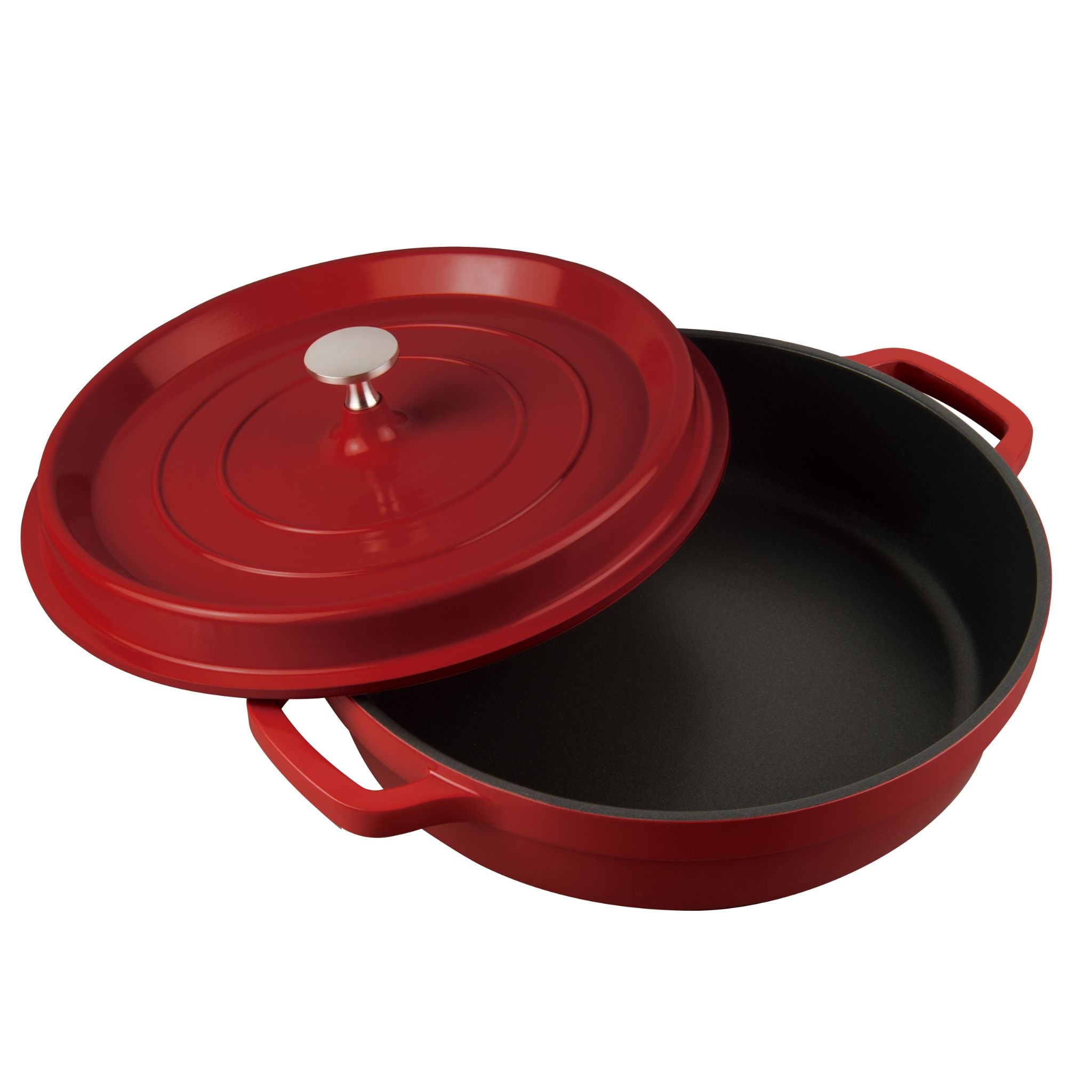 3.8L CAST ALUMINIUM DUTCH OVEN CASSEROLE, 28CM (RED)five items