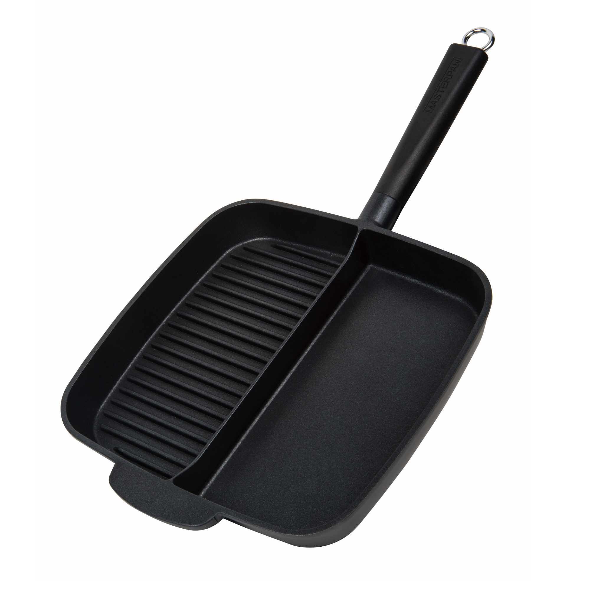 2-SECTION GRILL & GRIDDLE SKILLET WITH DETACHABLE HANDLE, 28CMfive items