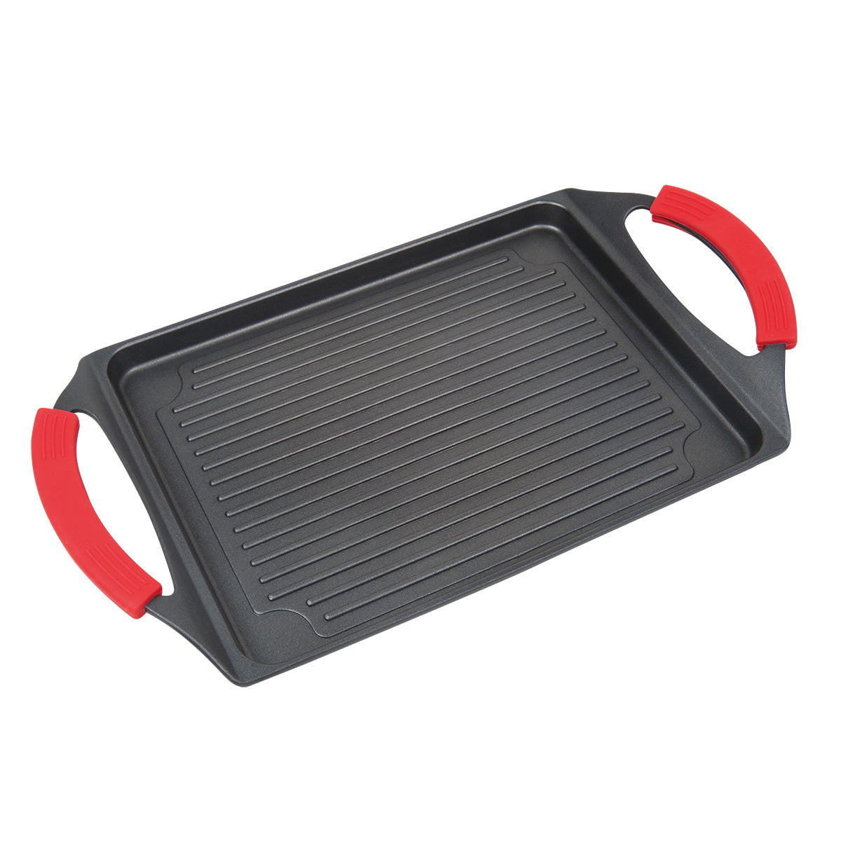 GRILL PLATE WITH SILICONE GRIPS, 25CM X 33CMfive items
