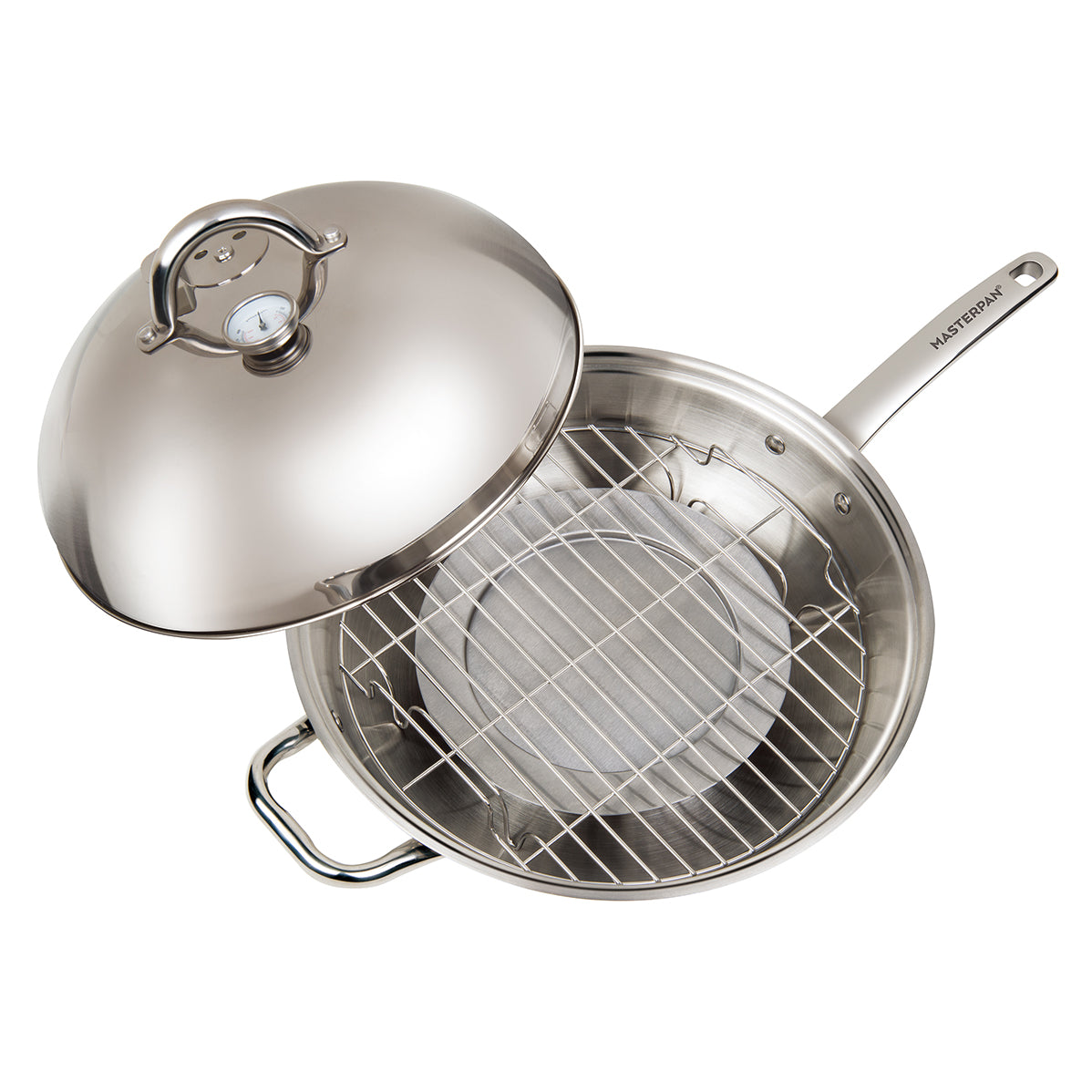 STOVETOP MULTI-USE 4-IN-1 SMOKER WOK STAINLESS STEEL, 33CMfive items