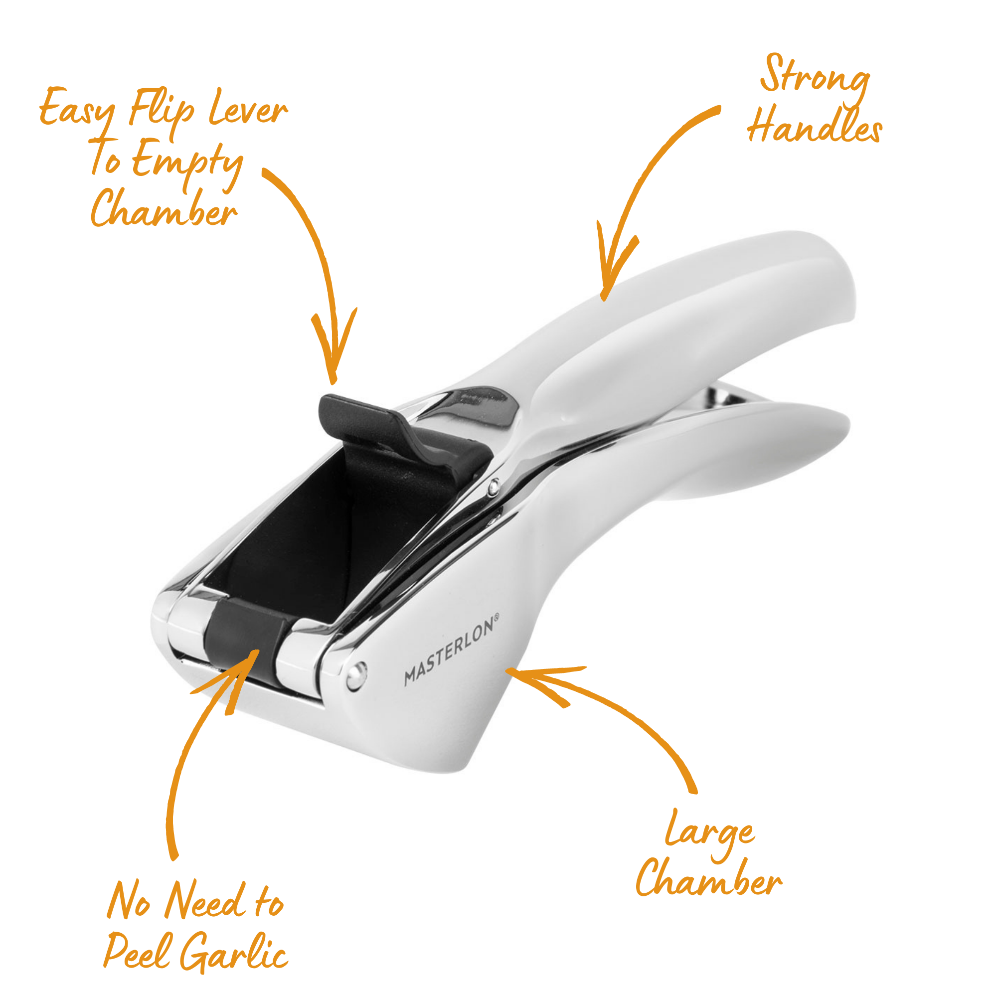 GARLIC PRESS WITH EASY FLIP LEVER, 20CMfive items