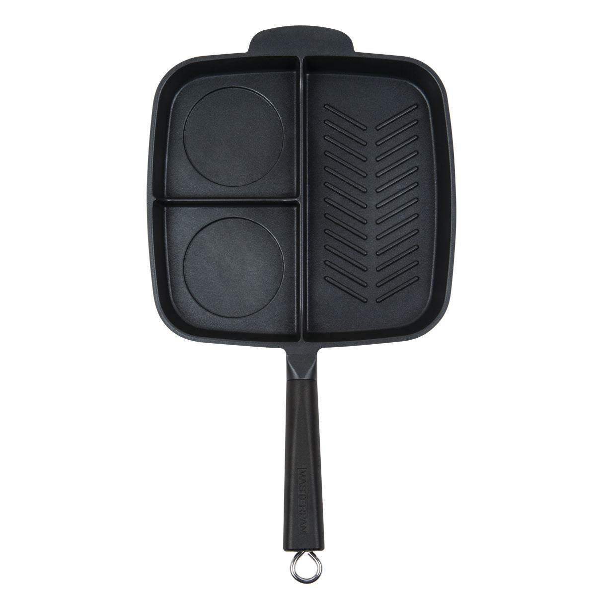 3-SECTION GRILL & GRIDDLE SKILLET WITH DETACHABLE HANDLE, 28CMfive items