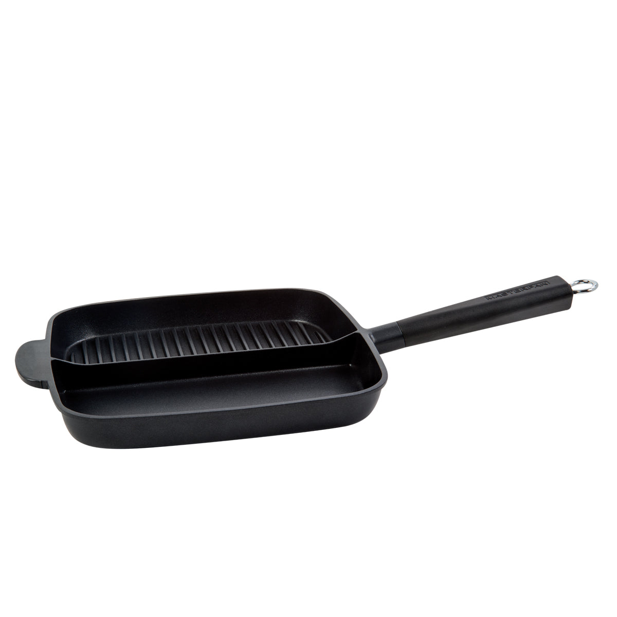 2-SECTION GRILL & GRIDDLE SKILLET WITH DETACHABLE HANDLE, 28CMfive items