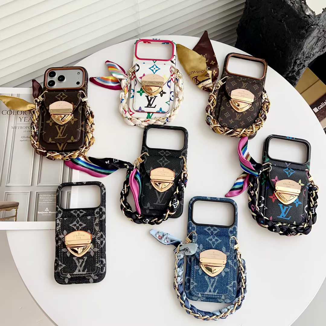 LL Vintage Clasp Reimagined Classic Detachable Metal Hand Chain Practical Cardholder Case (Design B) for iPhone - Vania Cases